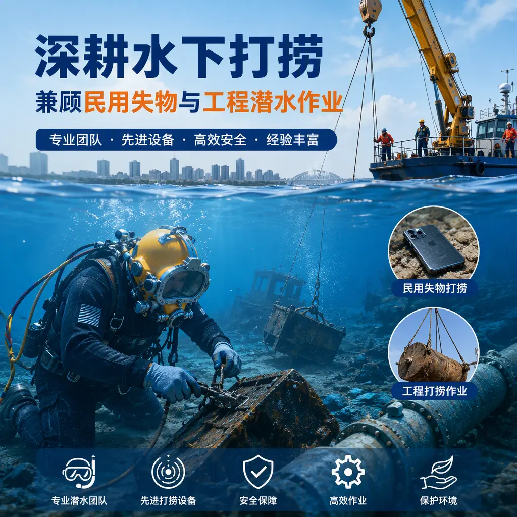 深耕水下打捞,兼顾民用失物与工程潜水作业临江