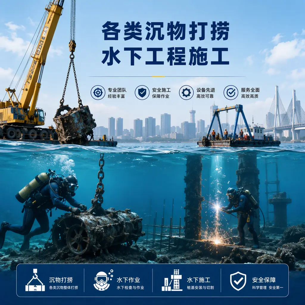 临江各类沉物打捞，水下工程施工
